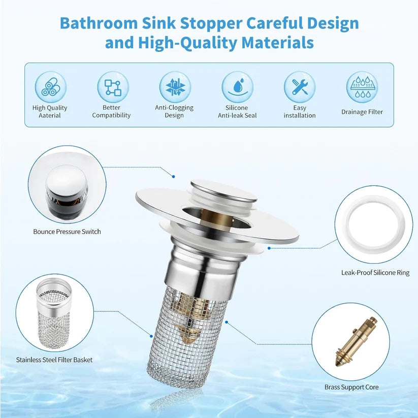 ❄️Winter Sale: Bathroom Sink  Universal Pop Up Sink Drain Filter
