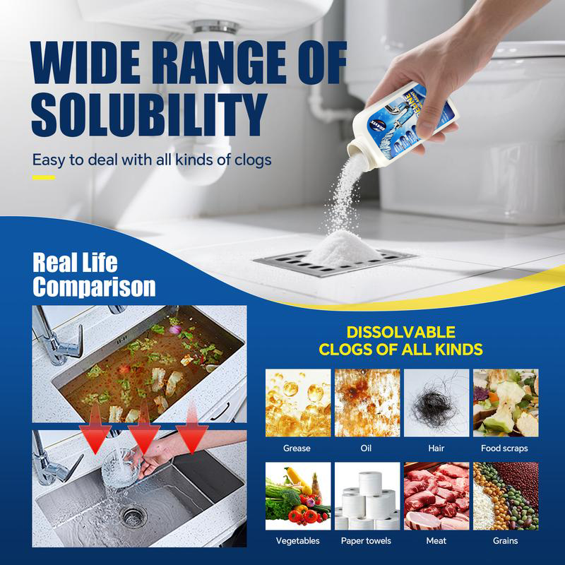SKAVIX Powerful Pipe Dredging Agent for Kitchen and Toilet Pipelines - Dissolves 200+ Blockages and Kills 99% of Bacteria